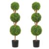 VEVOR Buchsbaumkugel Künstlich 122cm hoch Garten Deko Buchsbaum im Blumentopf Kugel künstlich Buchskugel Kunstpflanze aus PE, Holz, PP inkl. 2 Stk. Dekorative LED-Leuchten und 10 Stk. Ersatzblätter