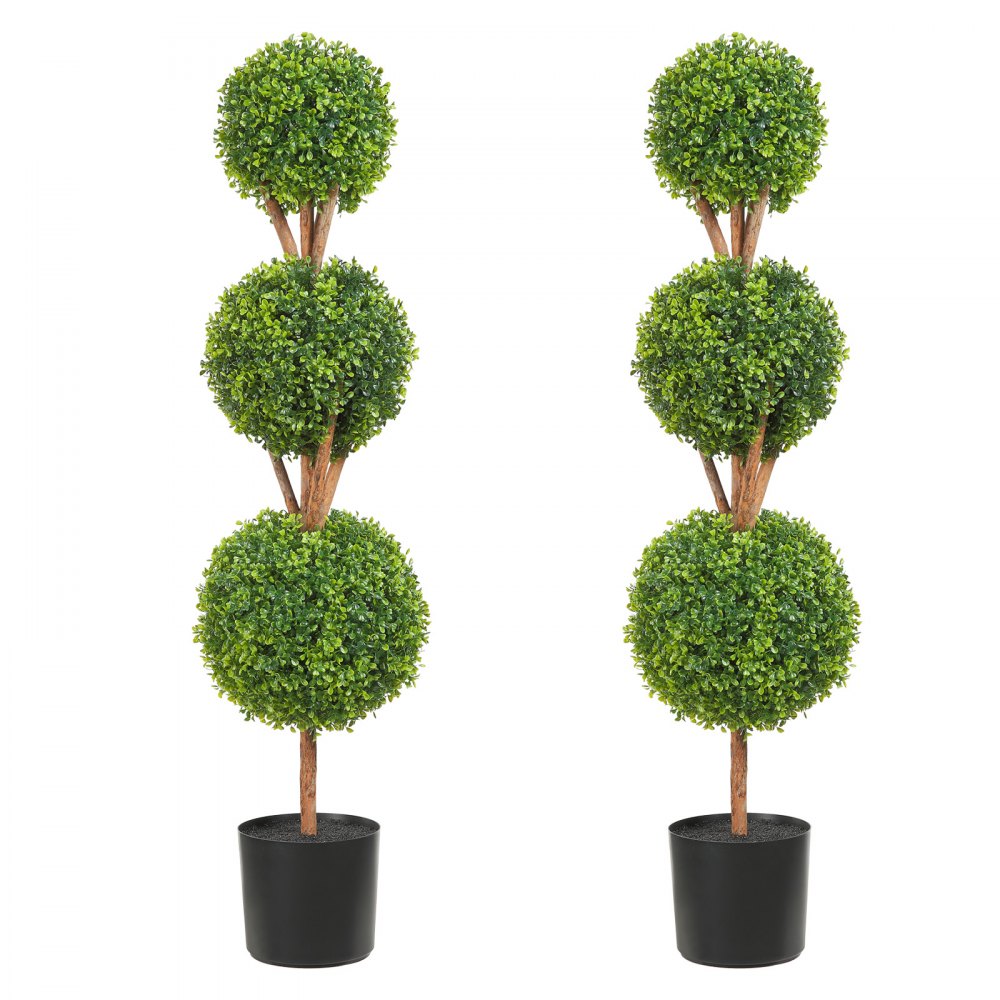VEVOR Buchsbaumkugel Künstlich 122cm hoch Garten Deko Buchsbaum im Blumentopf Kugel künstlich Buchskugel Kunstpflanze aus PE, Holz, PP inkl. 2 Stk. Dekorative LED-Leuchten und 10 Stk. Ersatzblätter