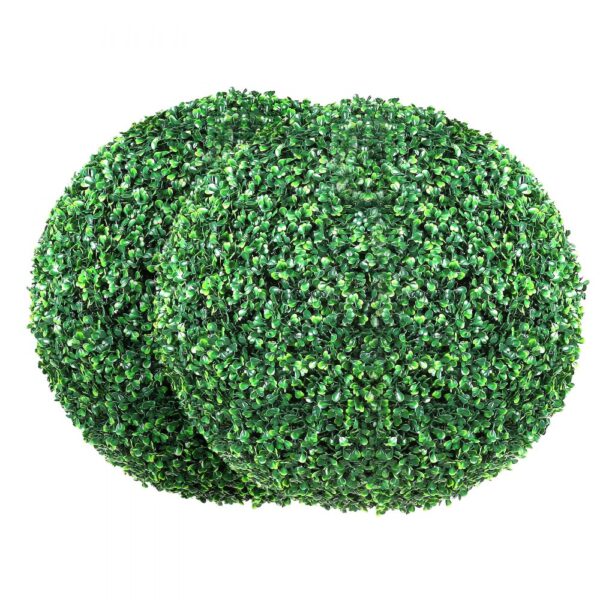 VEVOR 2x Buchsbaumkugel Künstlich Ø50,8cm Garten Deko Buchsbaum Kugel künstlich Buchskugel Kunstpflanze aus PE, Holz, PP inkl. 2 Stk. Dekorative LED-Leuchten und 10 Stk. Ersatzblätter
