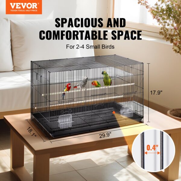 VEVOR Vogelvoliere 76x46x45cm Vogelkäfig aus Q195-Kohlenstoffstahl Vogelhaus für 2-3 mittelgroße bis große Vögel Voliere mit Sicherheitstür Vogelheim Vogelbauer – Bild 2
