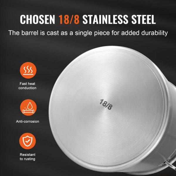 VEVOR Kochtopf 39,7 L Edelstahl, 350 x 410 mm Großvolumiger Suppentopf Komposit-Basis, als Spargeltopf Soßentopf Geeignet, Praktischer Küchentopf Große Zutaten, Induktionsherd Topf Induktionskochtopf – Bild 3