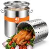 VEVOR Kochtopf 39,7 L Edelstahl, 350 x 410 mm Großvolumiger Suppentopf mit Sieb, als Spargeltopf Soßentopf Geeignet, Praktischer Küchentopf Große Zutaten