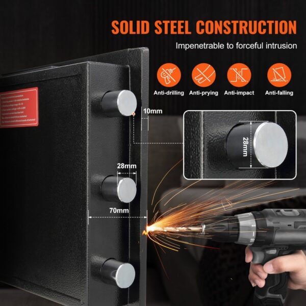 VEVOR 70,8 L Einwurftresor, Deposittresor mit Drop-Slot, elektronischem Codeschloss und 2 Notfallschlüsseln, 355 x 355 x 515 mm, Business Drop Slot Safe für Bargeld, zu Hause, Hotel, Büro usw. – Bild 3