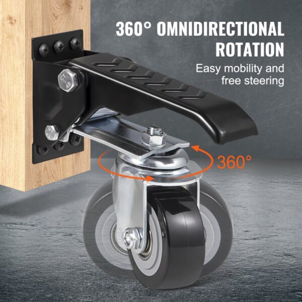 VEVOR 4er-Set Lenkrollen Werkbank max. 74,8kg Tragfähigkeit Möbelrollen Doppelkugellager Schwerlastrollen aus Polyurethan Transportrollen mit Bremse Industrierollen 160x70x174mm – Bild 5 VEVOR 4er-Set Lenkrollen Werkbank max. 74,8kg Tragfähigkeit Möbelrollen Doppelkugellager Schwerlastrollen aus Polyurethan Transportrollen mit Bremse Industrierollen 160x70x174mm – Bild 5