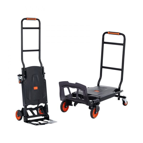 VEVOR 2 in 1 Sackkarre Klappbar 136kg Tragfähigkeit Transportkarre Aluminiumlegierung & Kohlenstoffstahl Sackkarre ⇋ Plattformwagen Trolley für Lade- & Transportaufgaben im Innen- & Außenbereich