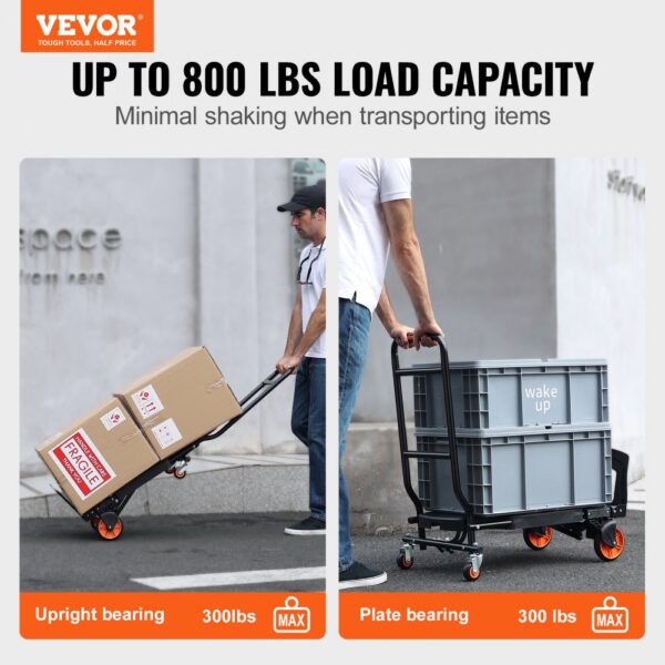 VEVOR 2 in 1 Sackkarre Klappbar 136kg Tragfähigkeit Transportkarre Aluminiumlegierung & Kohlenstoffstahl Sackkarre ⇋ Plattformwagen Trolley für Lade- & Transportaufgaben im Innen- & Außenbereich – Bild 2