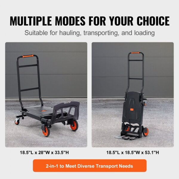 VEVOR 2 in 1 Sackkarre Klappbar 136kg Tragfähigkeit Transportkarre Aluminiumlegierung & Kohlenstoffstahl Sackkarre ⇋ Plattformwagen Trolley für Lade- & Transportaufgaben im Innen- & Außenbereich – Bild 5