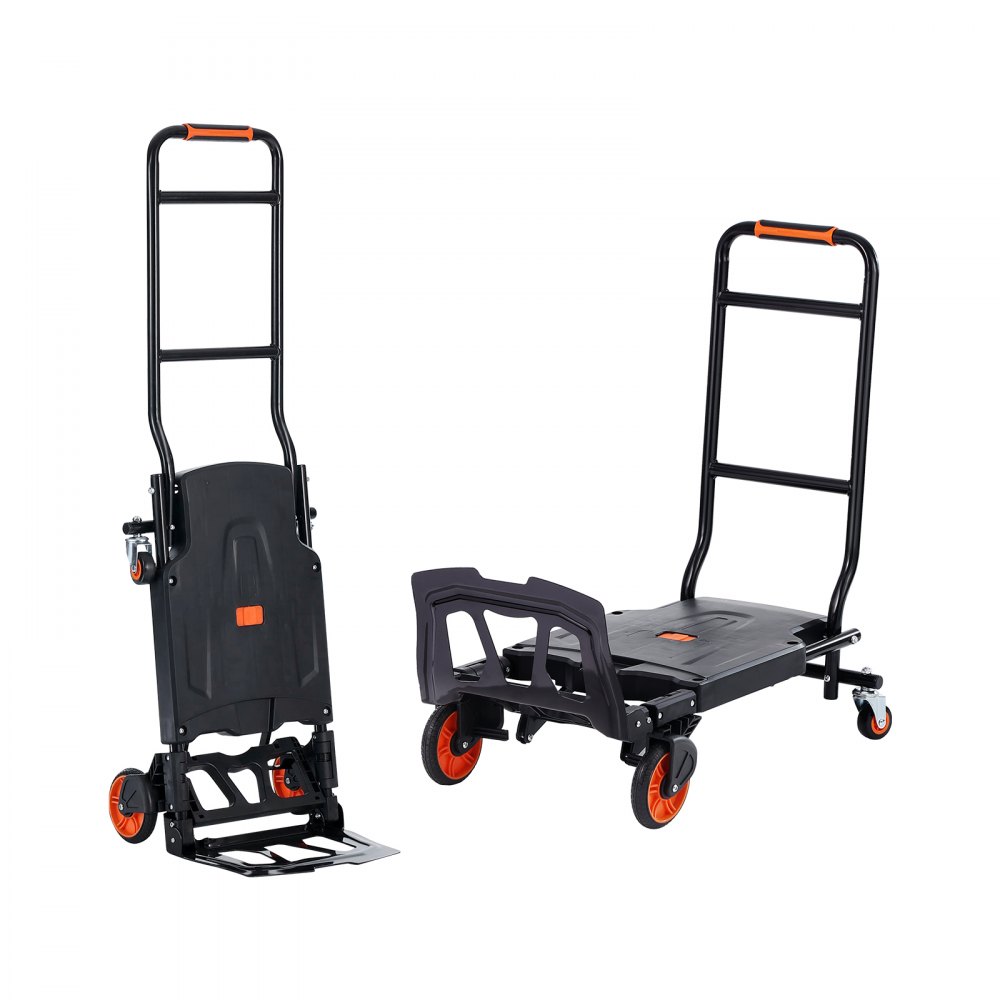 VEVOR 2 in 1 Sackkarre Klappbar 136kg Tragfähigkeit Transportkarre Aluminiumlegierung & Kohlenstoffstahl Sackkarre ⇋ Plattformwagen Trolley für Lade- & Transportaufgaben im Innen- & Außenbereich