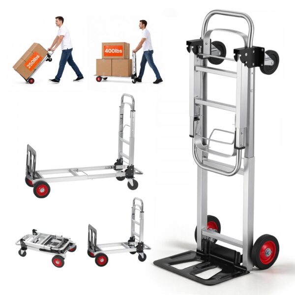 VEVOR 2-in-1 Sackkarre Klappbar 0,6243kg Tragfähigkeit Transportkarre Aluminiumlegierung & Kohlenstoffstahl Sackkarre ⇋ Plattformwagen Trolley für Lade- & Transportaufgaben im Innen- & Außenbereich