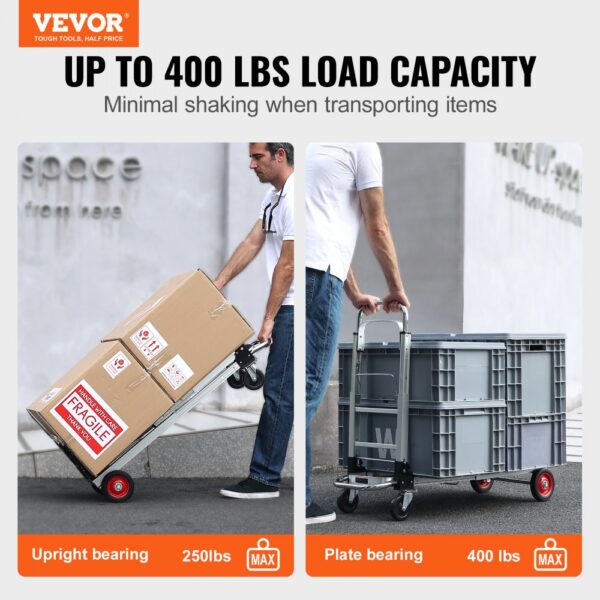 VEVOR 2-in-1 Sackkarre Klappbar 0,6243kg Tragfähigkeit Transportkarre Aluminiumlegierung & Kohlenstoffstahl Sackkarre ⇋ Plattformwagen Trolley für Lade- & Transportaufgaben im Innen- & Außenbereich – Bild 2