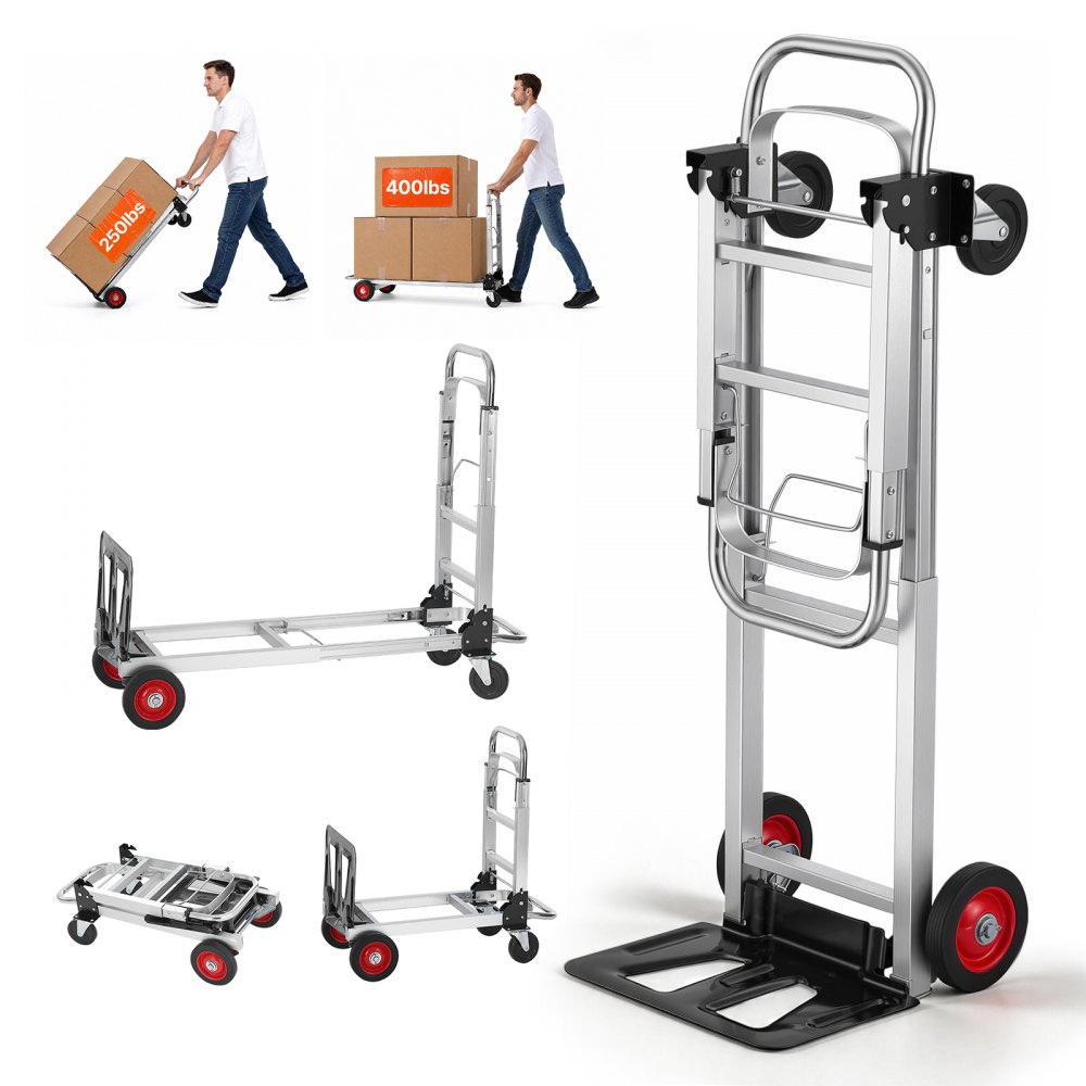 VEVOR 2-in-1 Sackkarre Klappbar 0,6243kg Tragfähigkeit Transportkarre Aluminiumlegierung & Kohlenstoffstahl Sackkarre ⇋ Plattformwagen Trolley für Lade- & Transportaufgaben im Innen- & Außenbereich