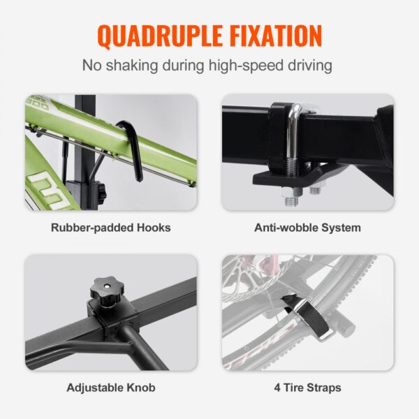 VEVOR Fahrradträger zur Anhängerkupplung, 2-Fahrrad-Plattform-Stil, 36 kg Kapazität, Fahrradträger-Kupplung für 31,75 / 50,8 mm Empfänger, Zusammenklappbarer Fahrradträger für Auto, SUV, Lkw usw. – Bild 3