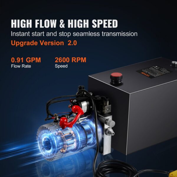 VEVOR Hydraulikpumpe Hydraulikaggregat 12 V Hydraulikaggregat 1600 W, Doppelwirkende Hydraulikpumpe Hydraulic Power Pack, 3,75 Gal Tank Hand Pump Hydraulikaggregat, für Aufzüge, Gabelstapler usw. – Bild 4