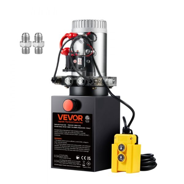 VEVOR Hydraulikpumpe Hydraulikaggregat 12 V Hydraulikaggregat 1600 W, Doppelwirkende Hydraulikpumpe Hydraulic Power Pack, 2 Gal Tank Hand Pump Hydraulikaggregat, für Aufzüge, Gabelstapler usw.