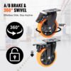 VEVOR Möbelrollen 4er-Set Lenkrollen PVC φ127mm Laufrollen 816kg Tragfähigkeit Transportrollen mit A/B-Bremsen Kastenrollen 360° Drehbar Schwerlastrollen für Häusern Büros Studios Fabriken – Bild 3 VEVOR Möbelrollen 4er-Set Lenkrollen PVC φ127mm Laufrollen 816kg Tragfähigkeit Transportrollen mit A/B-Bremsen Kastenrollen 360° Drehbar Schwerlastrollen für Häusern Büros Studios Fabriken – Bild 3
