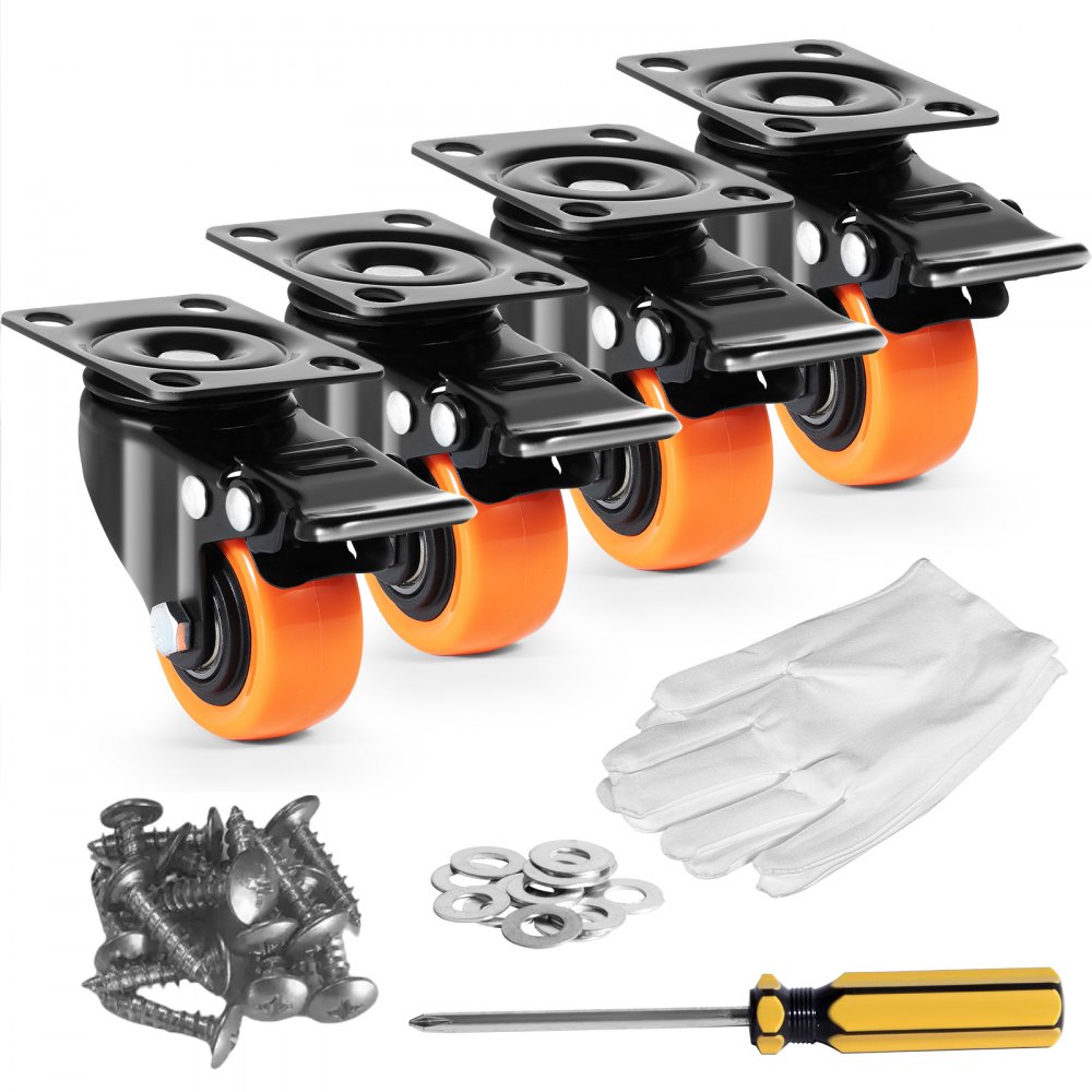 VEVOR Möbelrollen 4er-Set Lenkrollen PVC φ50,8mm Laufrollen 272kg Tragfähigkeit Transportrollen mit Doppelkugellagern Kastenrollen 360° Drehbar Schwerlastrollen für Häusern Büros Studios Fabriken