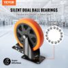 VEVOR Möbelrollen 4er-Set Lenkrollen PVC φ152,4mm Laufrollen 1.270kg Tragfähigkeit Transportrollen mit A/B-Bremsen Kastenrollen 360° Drehbar Schwerlastrollen für Häusern Büros Studios Fabriken – Bild 2 VEVOR Möbelrollen 4er-Set Lenkrollen PVC φ152,4mm Laufrollen 1.270kg Tragfähigkeit Transportrollen mit A/B-Bremsen Kastenrollen 360° Drehbar Schwerlastrollen für Häusern Büros Studios Fabriken – Bild 2