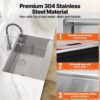 VEVOR Bauernhaus-Küchenspüle, Einbauspüle 304-Edelstahl, Eingebauter Küchenspüle mit Schneidebrett & Abtropfkorb & Sieb, Haushaltsspülbecken Einzelbecken 838,2 x 558,8 x 228,6 mm Küche Arbeitsstation – Bild 4 VEVOR Bauernhaus-Küchenspüle, Einbauspüle 304-Edelstahl, Eingebauter Küchenspüle mit Schneidebrett & Abtropfkorb & Sieb, Haushaltsspülbecken Einzelbecken 838,2 x 558,8 x 228,6 mm Küche Arbeitsstation – Bild 4