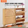 VEVOR Schuhschrank Schmal, Schuhregal Holzfarbe, 600 x 168 x 877 mm Schuhkipper mit 2 Klappen + oberem Staufach, Schuhkommode 36,28 kg Tragfähigkeit, Aufbewahrungsschrank Schuh Massivholz für Flur – Bild 2