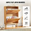 VEVOR Schuhschrank Schmal, Schuhregal Holzfarbe, 600 x 168 x 877 mm Schuhkipper mit 2 Klappen + oberem Staufach, Schuhkommode 36,28 kg Tragfähigkeit, Aufbewahrungsschrank Schuh Massivholz für Flur – Bild 4