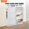 VEVOR Schuhschrank Schmal, Schuhregal Weiß, 600 x 237 x 1200 mm Schuhkipper mit 3 Klappen + oberem Staufach, Schuhkommode 45,35 kg Tragfähigkeit, Aufbewahrungsschrank Schuh Massivholz für Flur – Bild 2