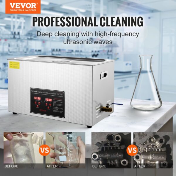 VEVOR Ultraschallreiniger Ultraschall Edelstahl-Reinigungsgerät 600 W, 30 L Ultraschallreinigungsgerät mit digitaler Anzeige 0-30 Min, Reinigung Ultraschall für Schmuck, Brillen, Uhren usw. – Bild 2