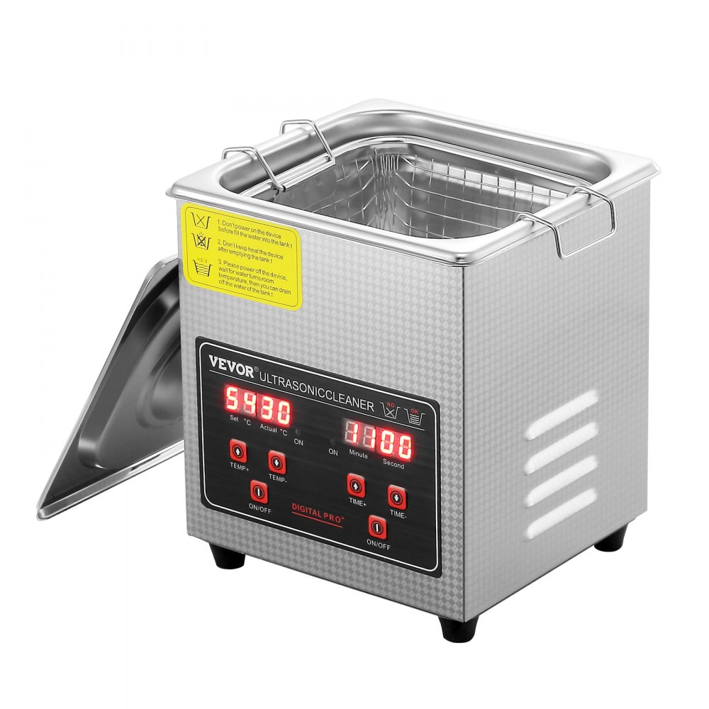 VEVOR Ultraschallreiniger Ultraschall Edelstahl-Reinigungsgerät 150 W, 2 L Ultraschallreinigungsgerät mit digitaler Anzeige 0-30 Min, Reinigung Ultraschall für Schmuck, Brillen, Uhren usw.