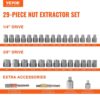 VEVOR Bolzenausdreher-Set, 29-teiliges Bolzen- und Muttern-Entferner-Set, 6mm bis 10mm, 10,3mm bis 19,05mm, Auszieh-Steckschlüsselsatz aus CR-MO-Stahl mit Aufbewahrungskoffer, Mutter zum Entfernen – Bild 2