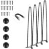 VEVOR 4er-Set Tischbeine Haarnadelbein 710mm hoch 110x110mm Montageplatte Kohlenstoffstahl Pulverbeschichtet Hairpinlegs 227kg Tragfähigkeit Ideal für Küchentische Wohnzimmerkonsolen Studio-Tische