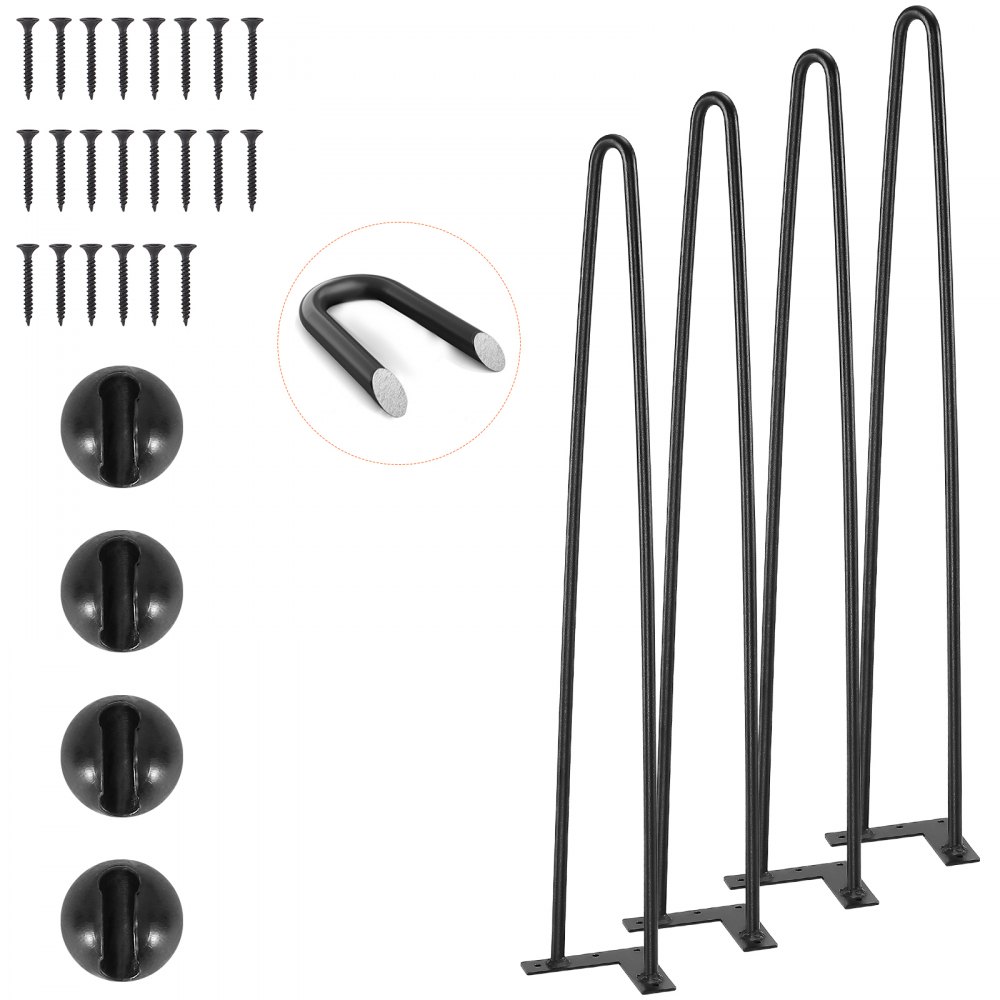 VEVOR 4er-Set Tischbeine Haarnadelbein 710mm hoch 110x110mm Montageplatte Kohlenstoffstahl Pulverbeschichtet Hairpinlegs 227kg Tragfähigkeit Ideal für Küchentische Wohnzimmerkonsolen Studio-Tische