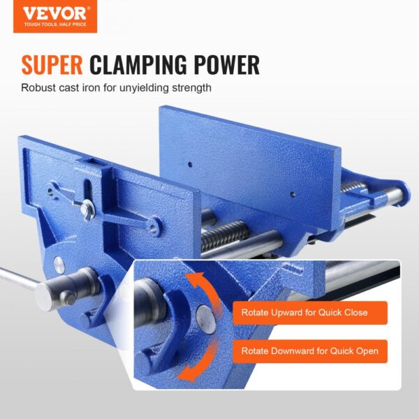 VEVOR Schraubstock für Holzarbeiten 110mm Spanntiefe 335mm Öffnungsbreite Parallelschraubstock aus Gusseisen pulverbeschichtet 11KN Spannkraft Φ15-74mm Spannbereich Ideal für Holzbearbeitungsstudios – Bild 2 VEVOR Schraubstock für Holzarbeiten 110mm Spanntiefe 335mm Öffnungsbreite Parallelschraubstock aus Gusseisen pulverbeschichtet 11KN Spannkraft Φ15-74mm Spannbereich Ideal für Holzbearbeitungsstudios – Bild 2