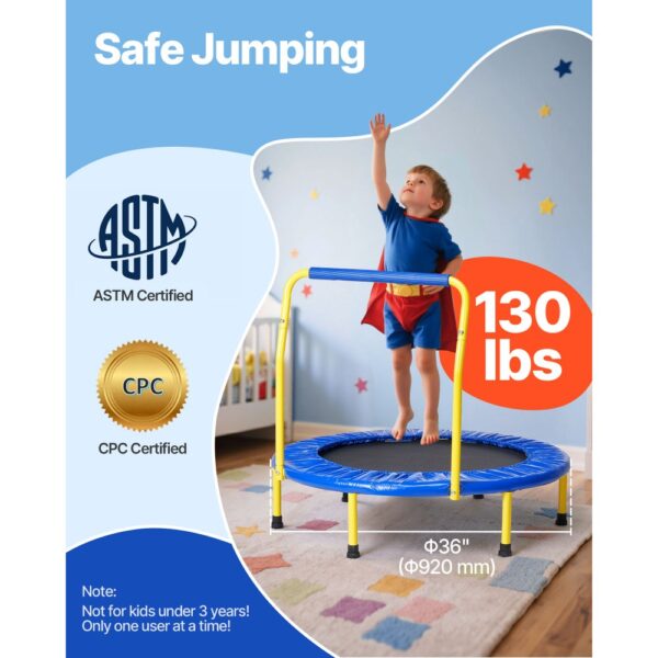 VEVOR Trampolin Gartentrampolin 810x920x920 mm, Klappabrer Trampolin Mini 60 kg Gewichtstragfähigkeit Fitness Trampolin, Kindertrampolin Kleinkind Trampolin Blau Indoor/Outdoor/Garten/Drinnen – Bild 2