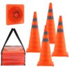 VEVOR Sicherheitskegel Verkehrshütchen, 4 Stk. Zusammenklappbare Verkehrskegel, Baukegel mit Reflektierenden Kragen, Warnkegel mit Aufbewahrungstasche, Geeignet für Verkehrskontrolle, Parkplätze