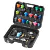 VEVOR 28-teiliges Kühlerkühlmittel-Druckprüfer-Set Abdrückgerät, Abdrücken Tester Kühlwasser Befüllgerät, Kühler Entlüftungsgerät Kühlsystemtester inkl. Thermometer, 17 Metalladapter und 3 Prüfkappen