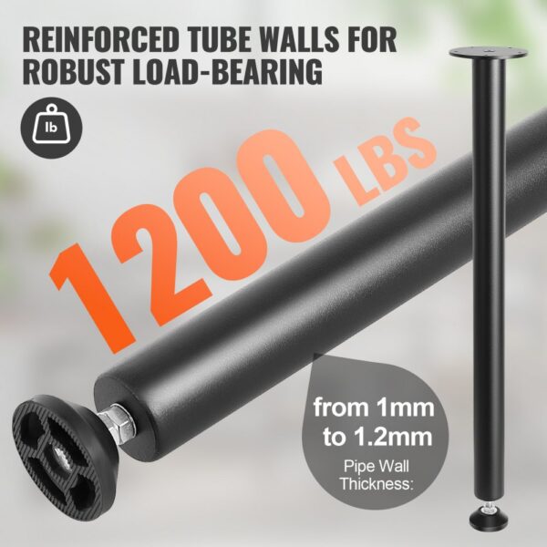 VEVOR 4er-Set Tischbeine Tischkufen 711,2mm hoch 110mm Montageplatte Kohlenstoffstahl mattschwarze Pulverbeschichtung 544kg Tragfähigkeit Ideal für Küchentische Wohnzimmerkonsolen Studio-Tische – Bild 3