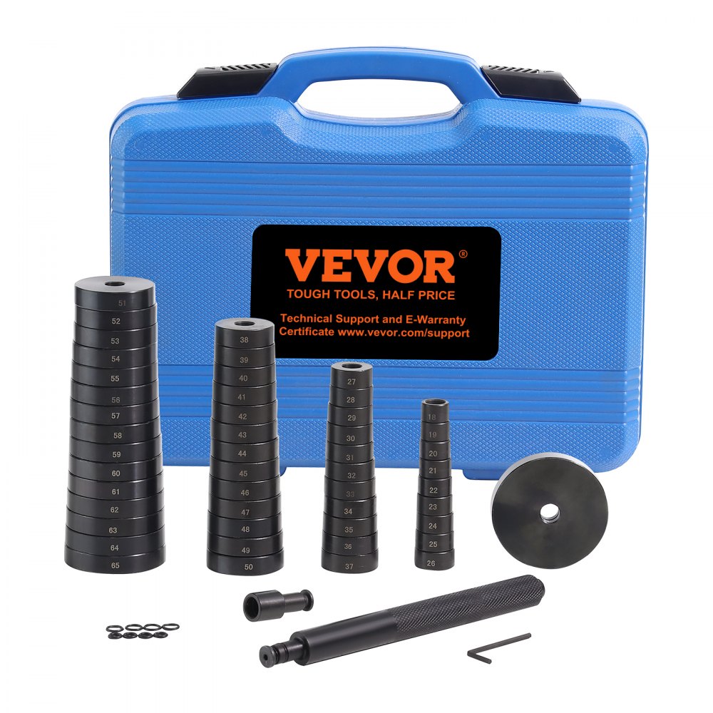 VEVOR 52 tlg. Radlager Druckstück Treibsatz, Lager Druckstücke Satz 18-65 mm, Eintreiber für Lager Buchsen Simmerring Lagerpresse Werkzeug Montagescheiben Buchsen Simmering Druckstück Press Werkzeug