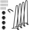 VEVOR 4er-Set Tischbeine Haarnadelbein 406mm hoch 110x110mm Montageplatte Kohlenstoffstahl Pulverbeschichtet Hairpinlegs 227kg Tragfähigkeit Ideal für Küchentische Wohnzimmerkonsolen Studio-Tische