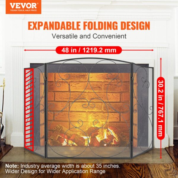 VEVOR Funkenschutzgitter Eisen Kaminschutz 121,92cm Kamingitter Ofengitter Vintage Ofenschutzgitter 0–40°C Kaminschutzgitter Kaminofen Schutzgitter Ofenschirm Gitter gegen Funkenflug 3-teilig – Bild 2 VEVOR Funkenschutzgitter Eisen Kaminschutz 121,92cm Kamingitter Ofengitter Vintage Ofenschutzgitter 0–40°C Kaminschutzgitter Kaminofen Schutzgitter Ofenschirm Gitter gegen Funkenflug 3-teilig – Bild 2