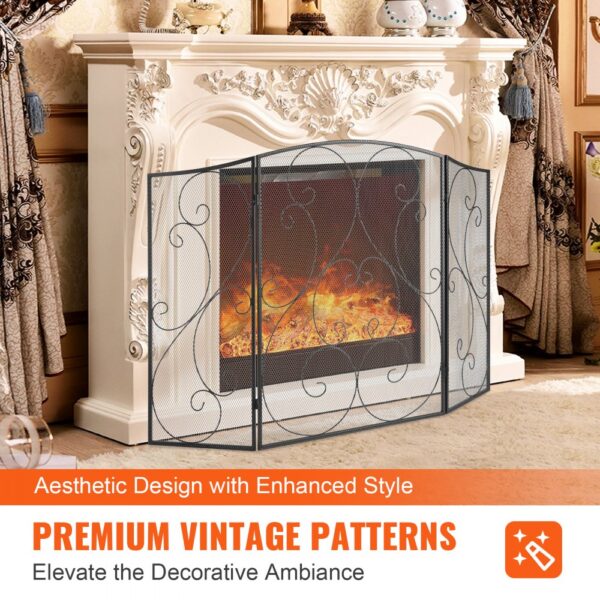 VEVOR Funkenschutzgitter Eisen Kaminschutz 121,92cm Kamingitter Ofengitter Vintage Ofenschutzgitter 0–40°C Kaminschutzgitter Kaminofen Schutzgitter Ofenschirm Gitter gegen Funkenflug 3-teilig – Bild 4 VEVOR Funkenschutzgitter Eisen Kaminschutz 121,92cm Kamingitter Ofengitter Vintage Ofenschutzgitter 0–40°C Kaminschutzgitter Kaminofen Schutzgitter Ofenschirm Gitter gegen Funkenflug 3-teilig – Bild 4