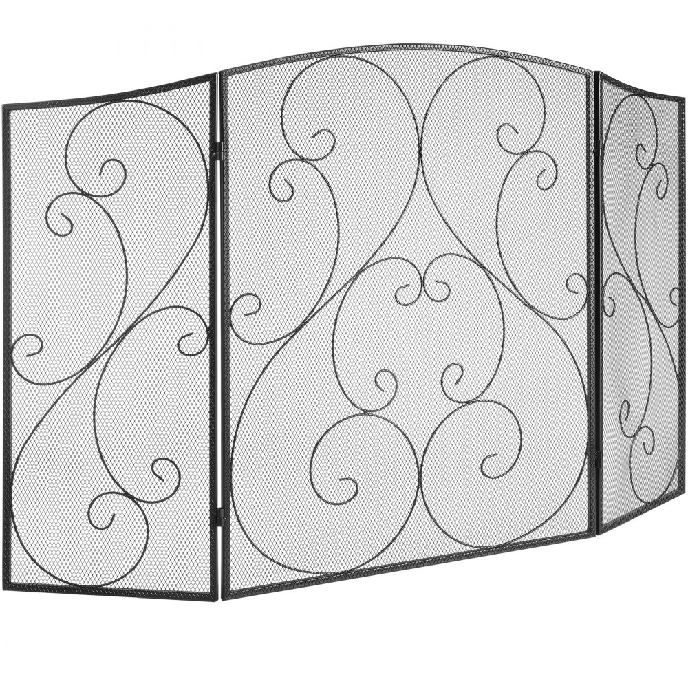 VEVOR Funkenschutzgitter Eisen Kaminschutz 121,92cm Kamingitter Ofengitter Vintage Ofenschutzgitter 0–40°C Kaminschutzgitter Kaminofen Schutzgitter Ofenschirm Gitter gegen Funkenflug 3-teilig