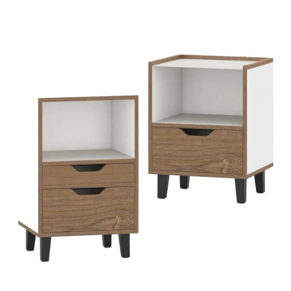 Costway Nachttisch 2er Set mit Offenem Fach und Schublade 37x33x44cm