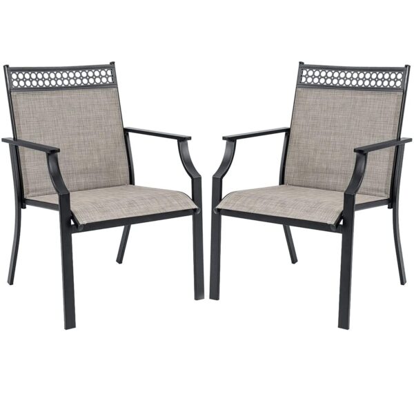 Costway 2er Set Gartenstühle mit Schnelltrocknendem Stoff Kaffee