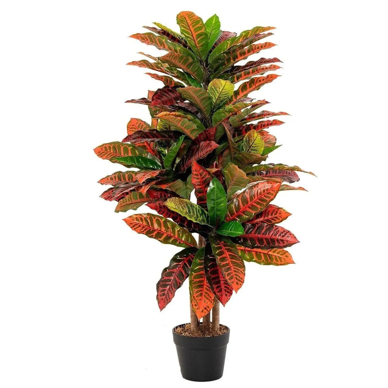 Costway Kunstpflanze Palmenbaum mit Bunten Blättern Rot&Grün 100 cm