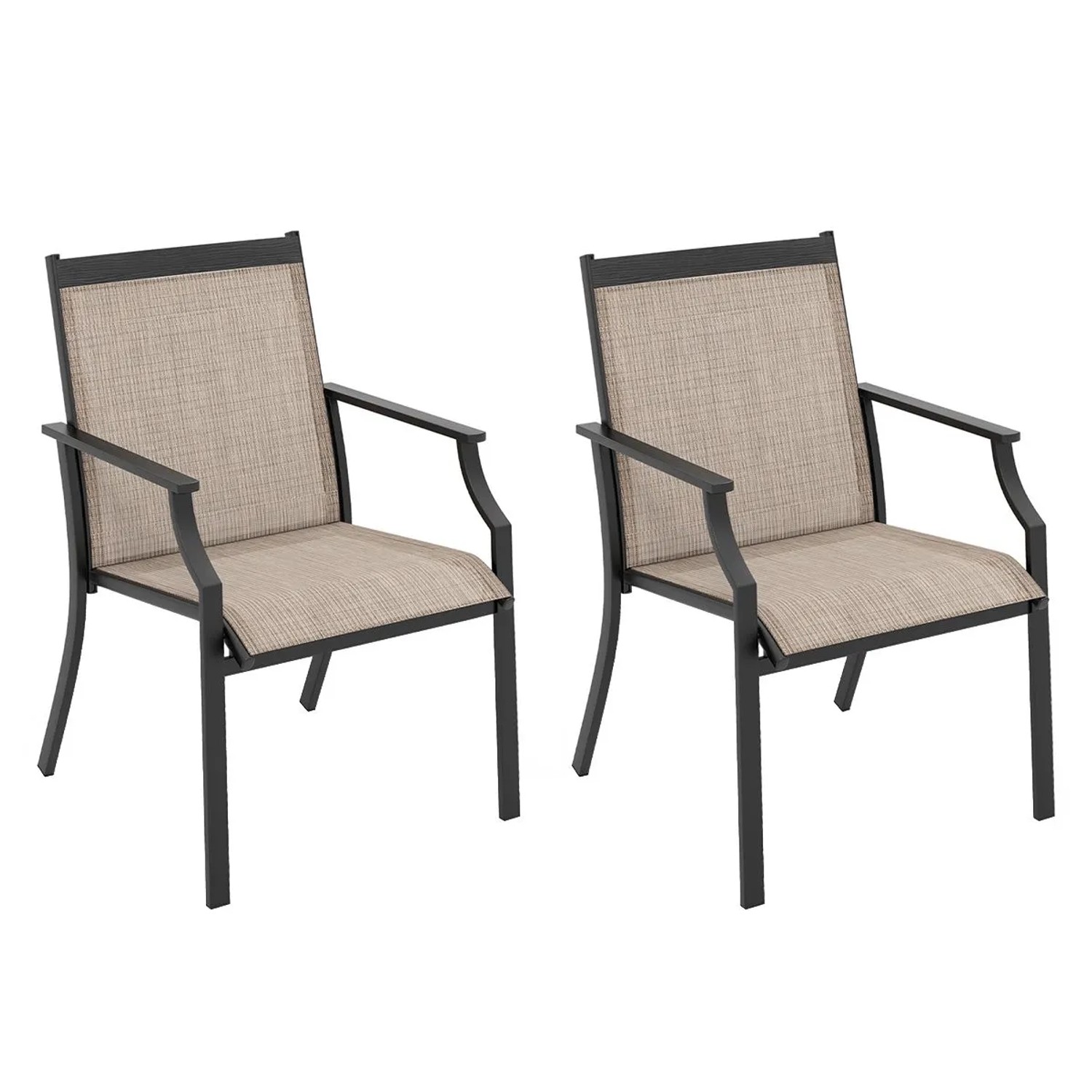 Costway 2er Set Gartenstühle Terrassenstühle Breite Sitzfläche Kaffee