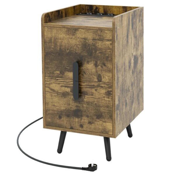 Costway Nachttisch mit Ladestation 32 x 40 x 60 cm Braun