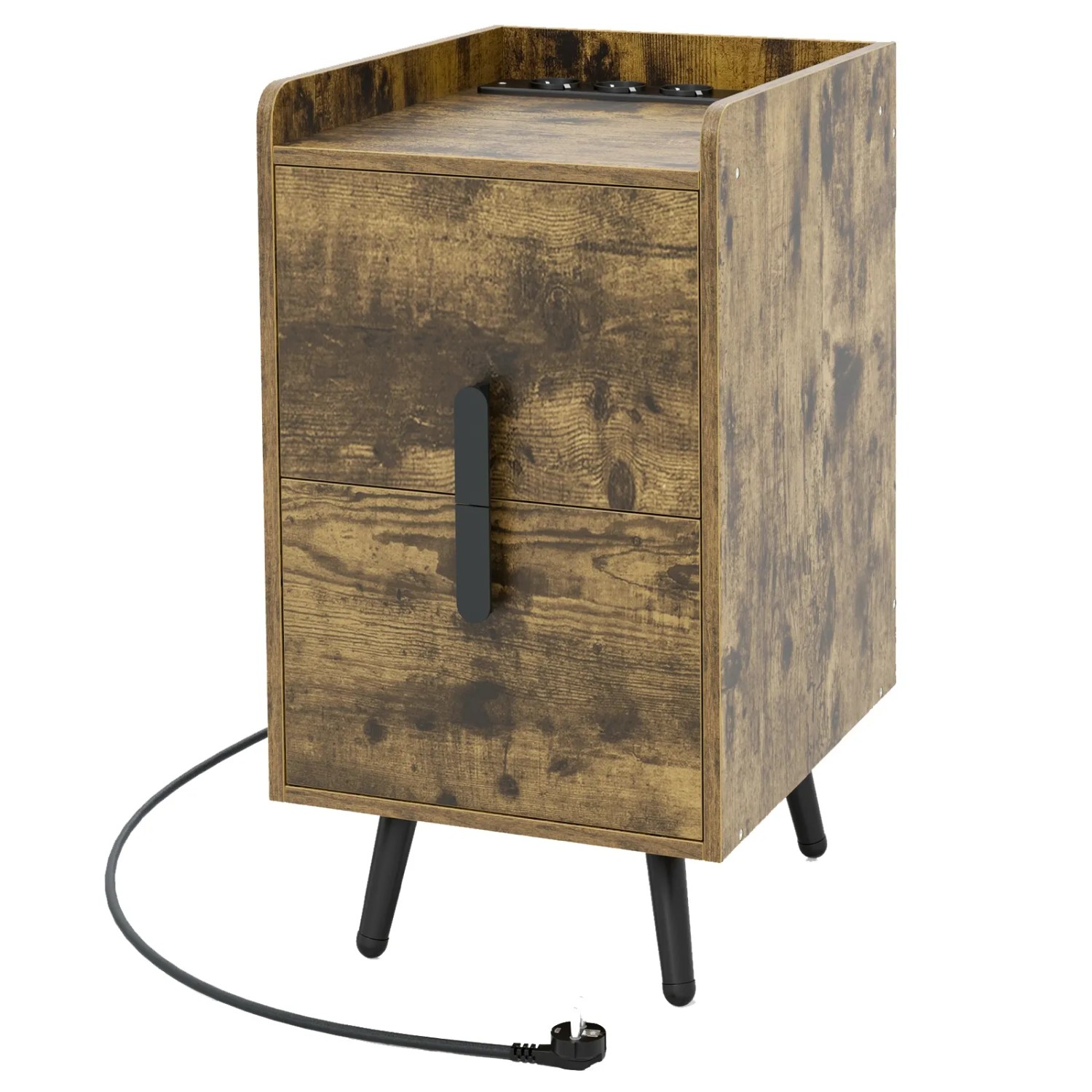 Costway Nachttisch mit Ladestation 32 x 40 x 60 cm Braun