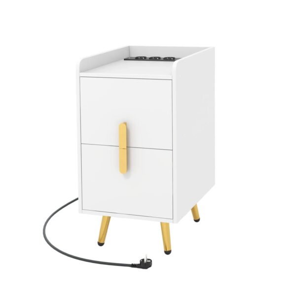 Costway Nachttisch mit Ladestation 32 x 40 x 60 cm Weiß