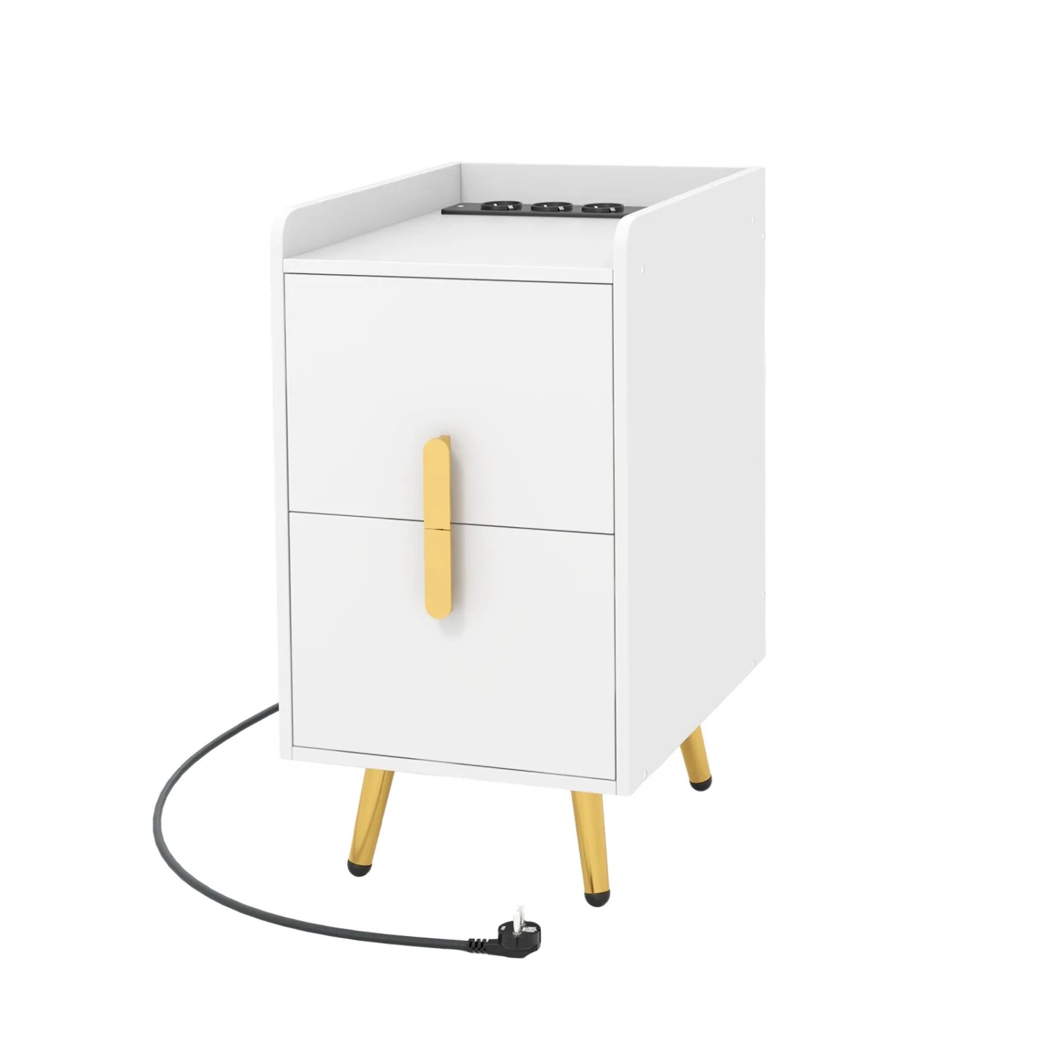 Costway Nachttisch mit Ladestation 32 x 40 x 60 cm Weiß