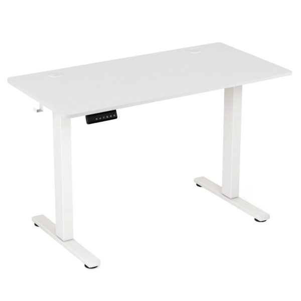Costway Höhenverstellbarer Schreibtisch 120 x 60 cm mit 2 Haken Weiß