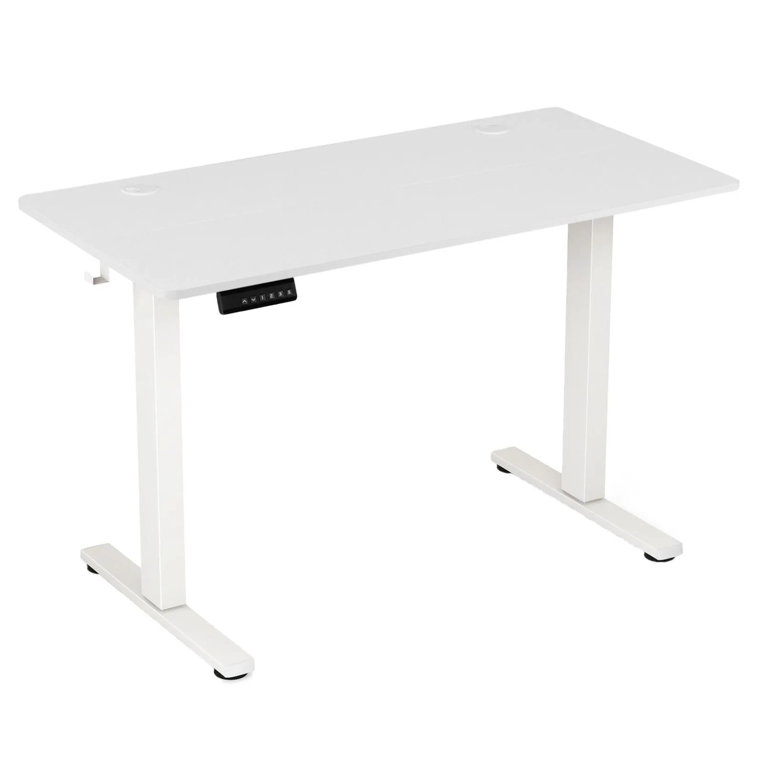 Costway Höhenverstellbarer Schreibtisch 120 x 60 cm mit 2 Haken Weiß